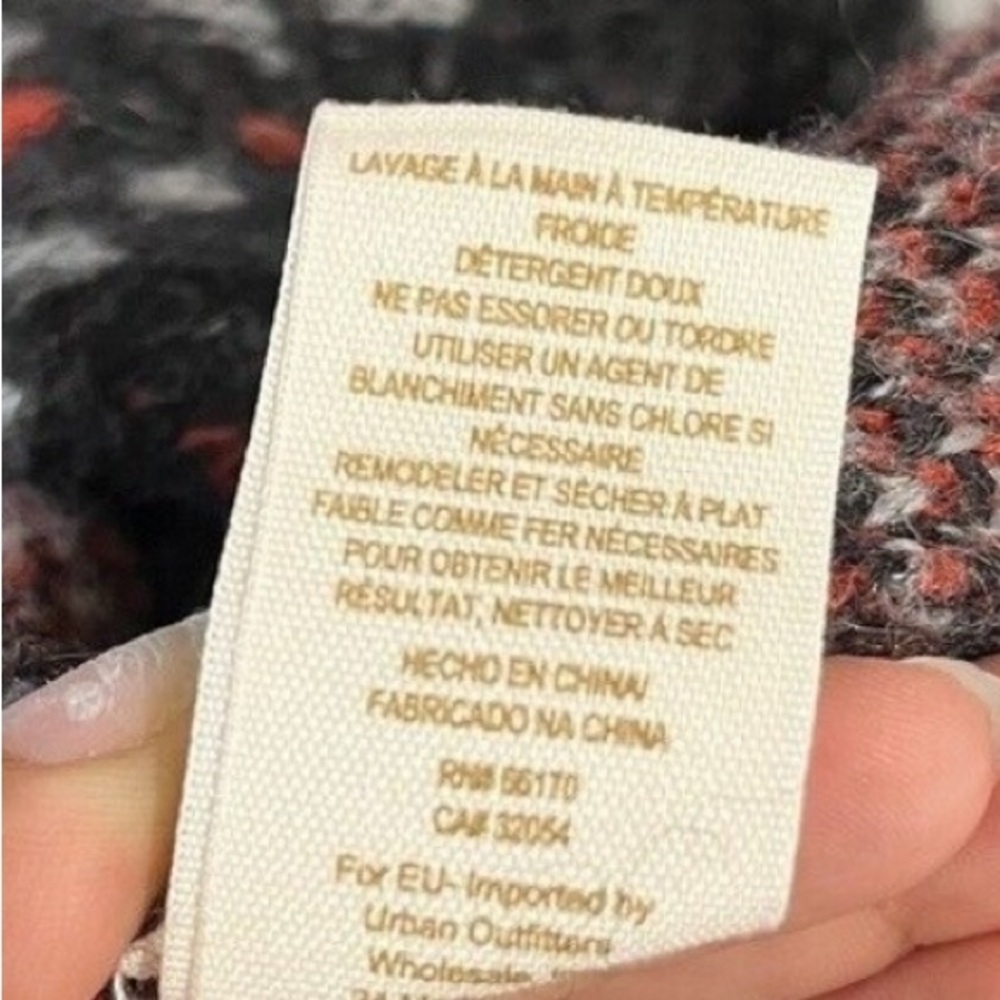 Free People Black Aztec Geo Print Long Cozy Jacket Wool Alpaca Blend Size XS - Picture 5 of 7